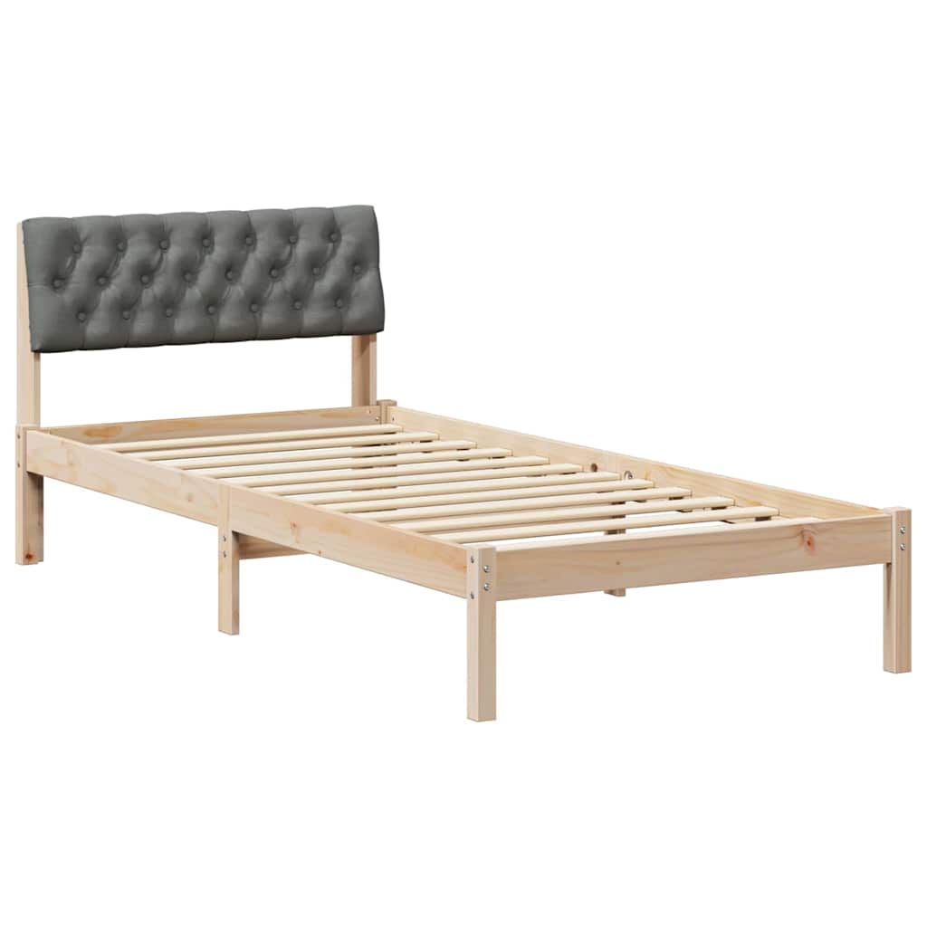 Bettgestell Braun und Dunkelgrau 90 x 200 cm Massivholz Kiefer