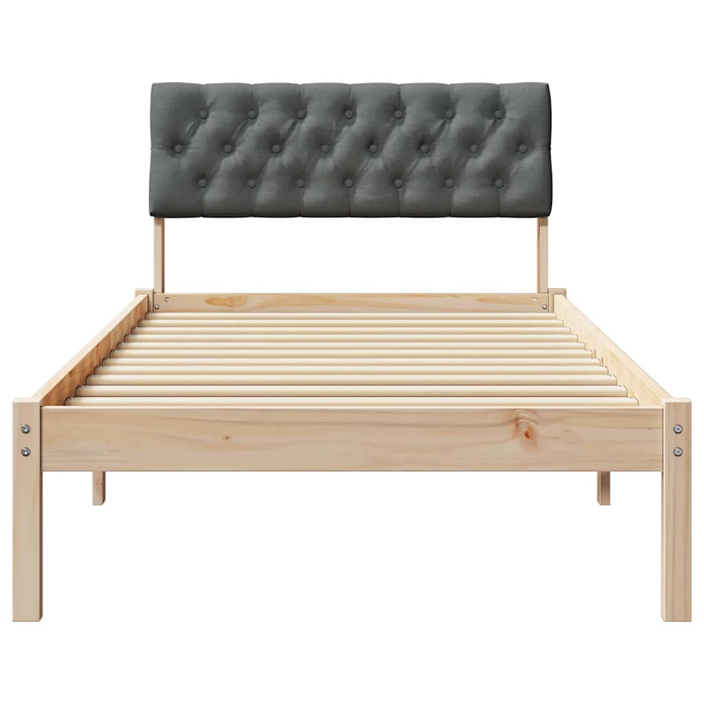Bettgestell Braun und Dunkelgrau 90 x 200 cm Massivholz Kiefer