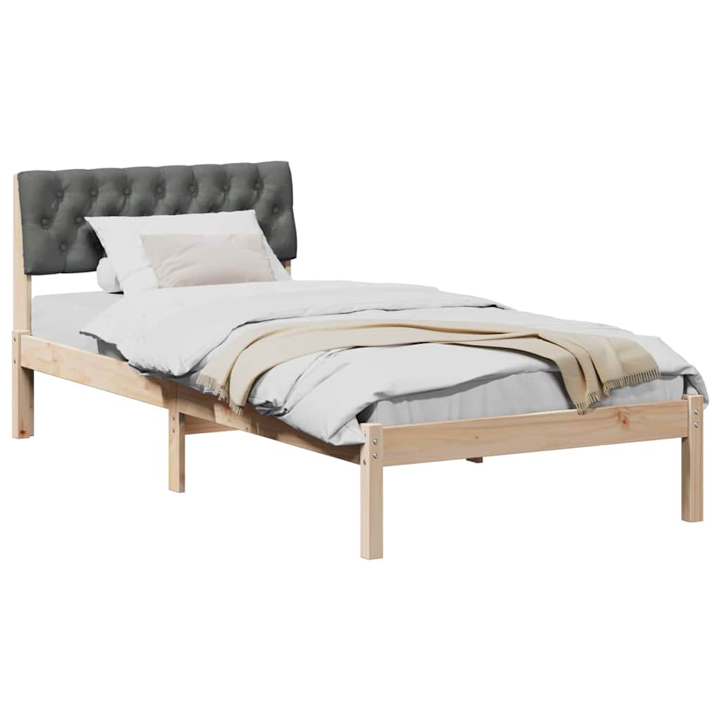 Bettgestell Braun und Dunkelgrau 90 x 200 cm Massivholz Kiefer