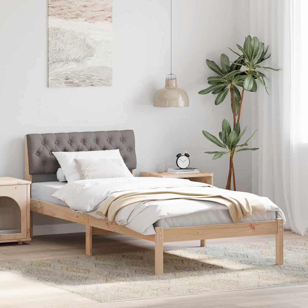 Bettgestell Braun und Taupe 90 x 200 cm Massivholz Kiefer