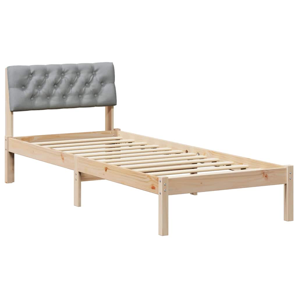 Bettgestell Braun und hellgrau 80 x 200 cm Massivholz Kiefer