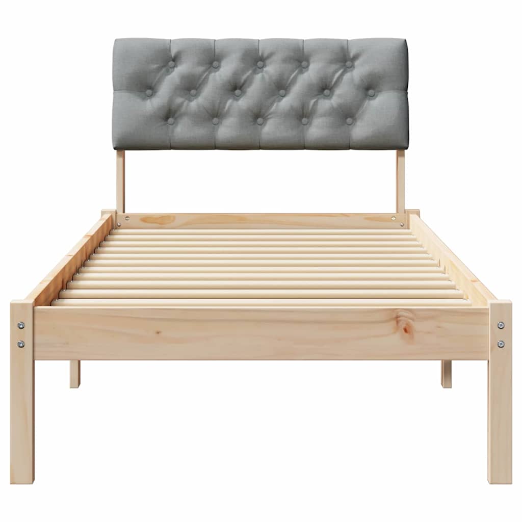Bettgestell Braun und hellgrau 80 x 200 cm Massivholz Kiefer