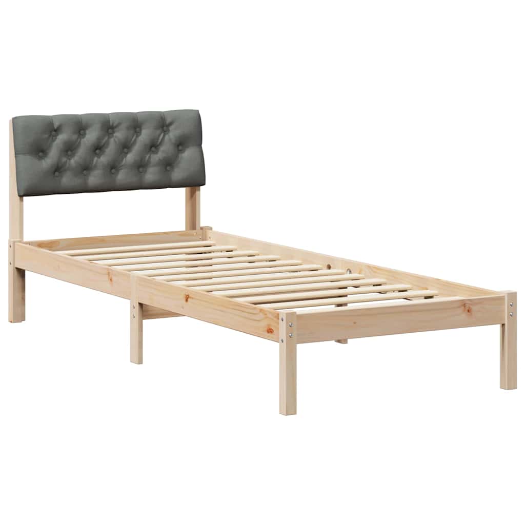Bettgestell Braun und Dunkelgrau 80 x 200 cm Massivholz Kiefer