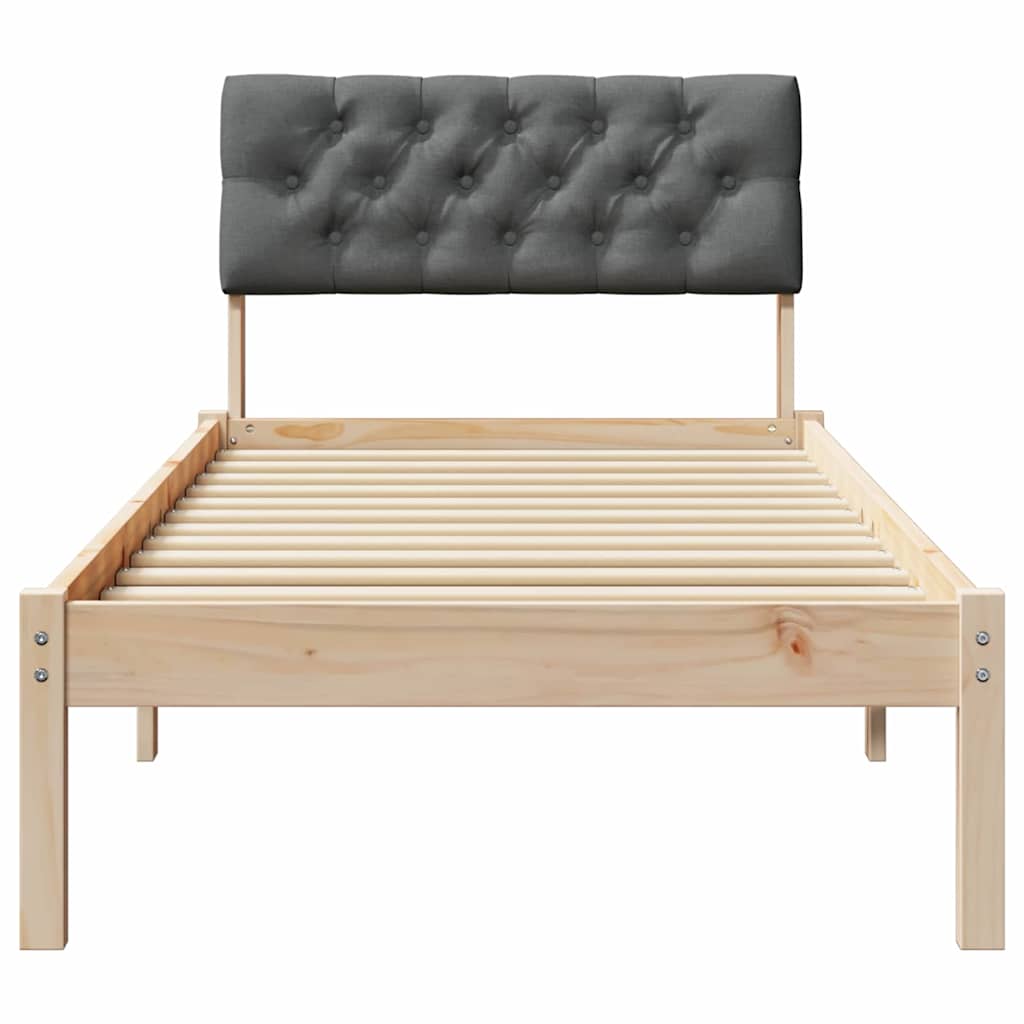 Bettgestell Braun und Dunkelgrau 80 x 200 cm Massivholz Kiefer