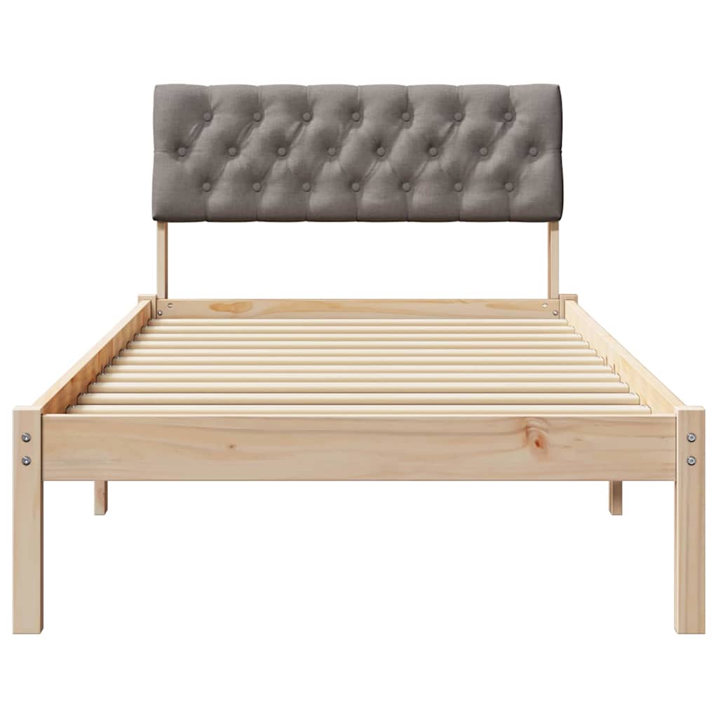 Bettgestell Braun und Taupe 90 x 190 cm Massivholz Kiefer