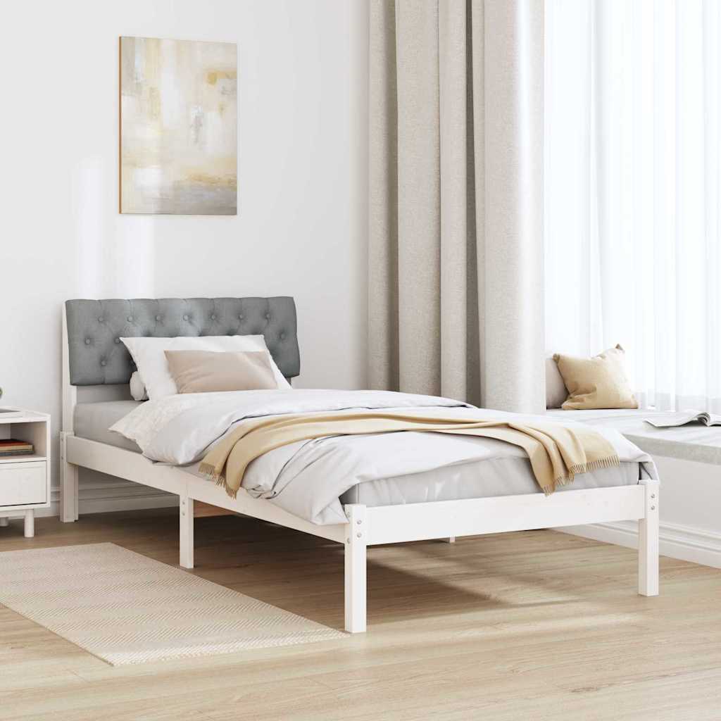 Bettgestell Weiß und Hellgrau 90 x 190 cm Massivholz Kiefer