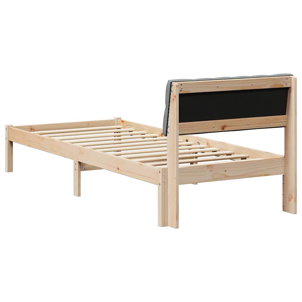 Bettgestell Braun und hellgrau 75 x 190 cm Massivholz Kiefer
