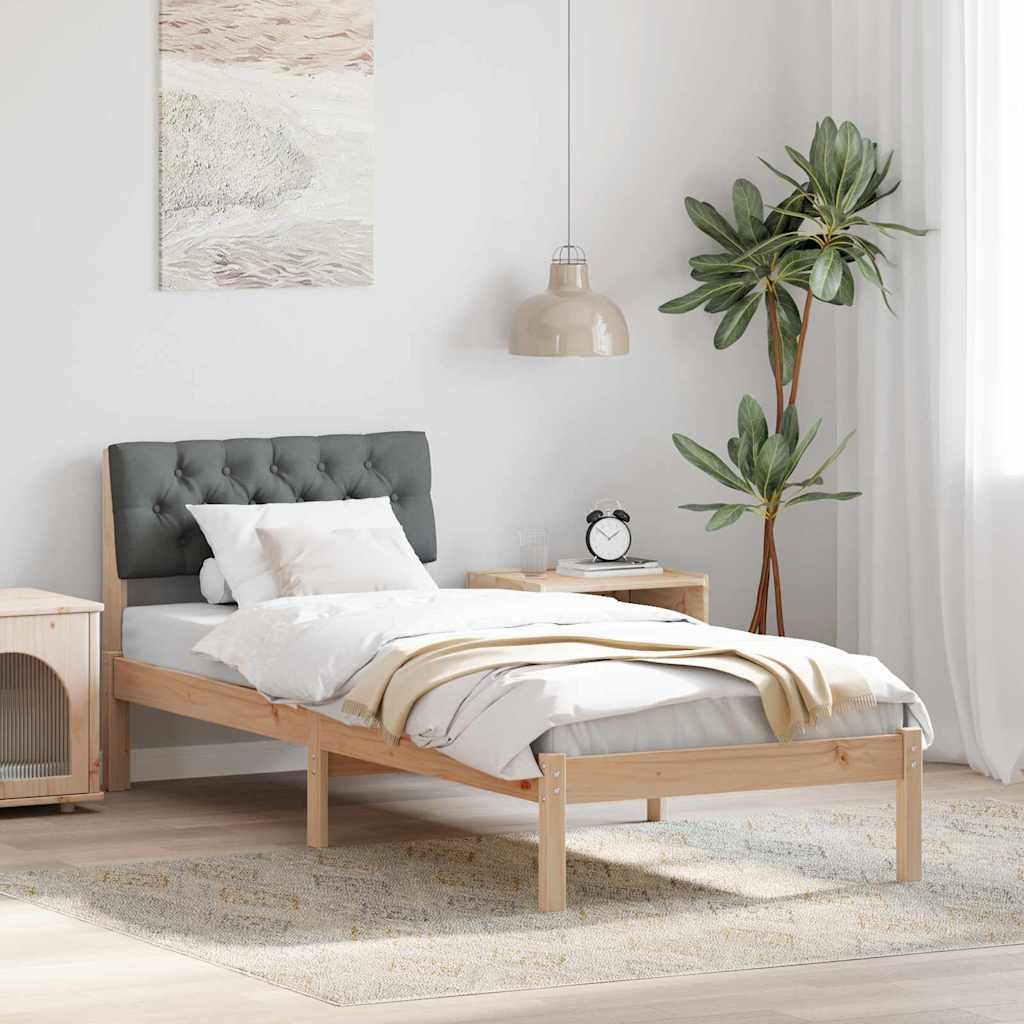 Bettgestell Braun und Dunkelgrau 75 x 190 cm Massivholz Kiefer