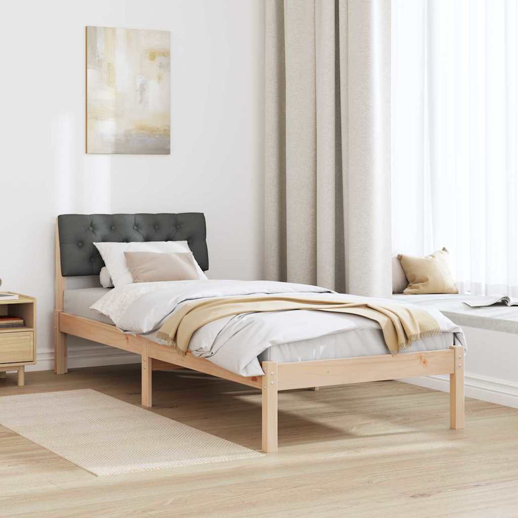 Bettgestell Braun und Dunkelgrau 75 x 190 cm Massivholz Kiefer