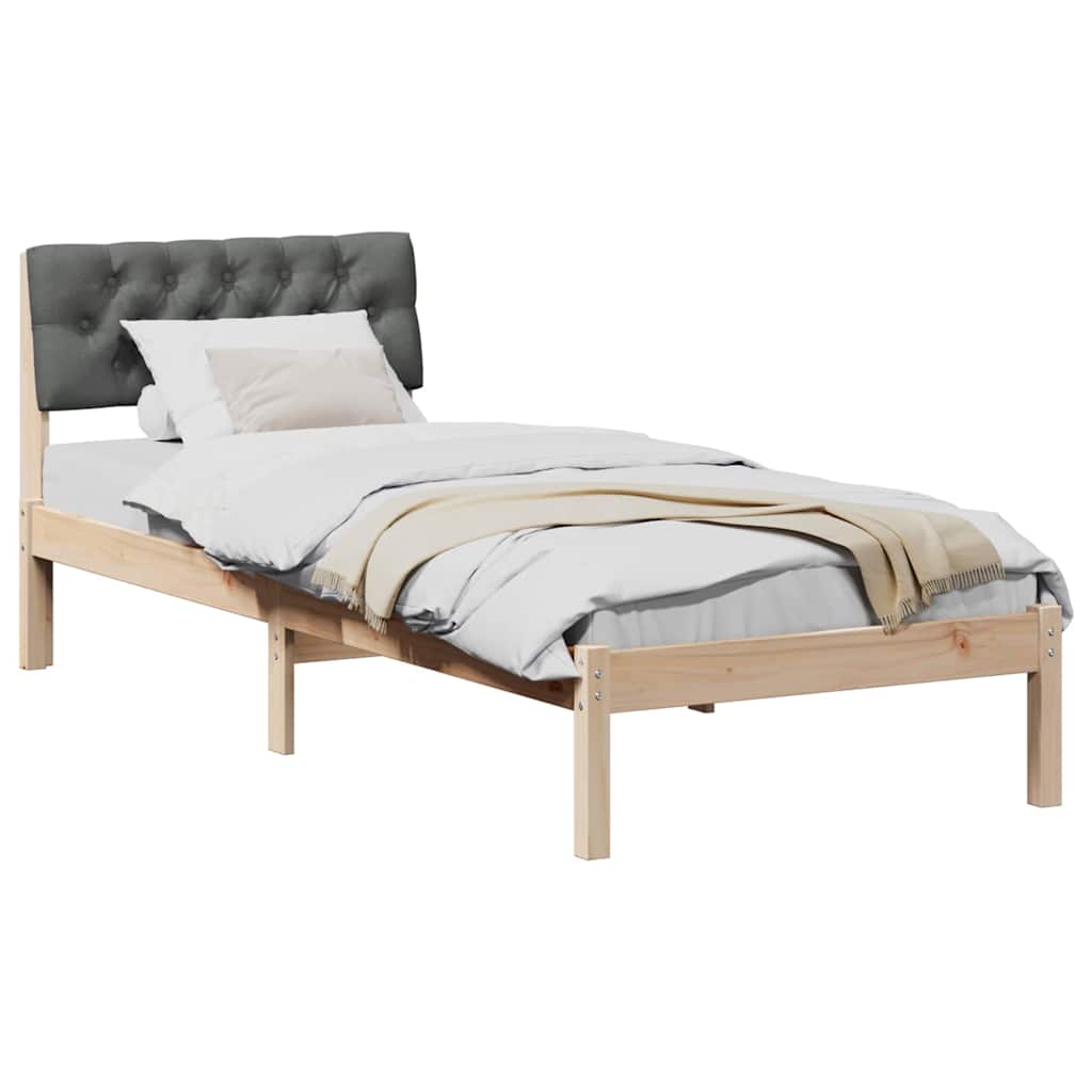 Bettgestell Braun und Dunkelgrau 75 x 190 cm Massivholz Kiefer