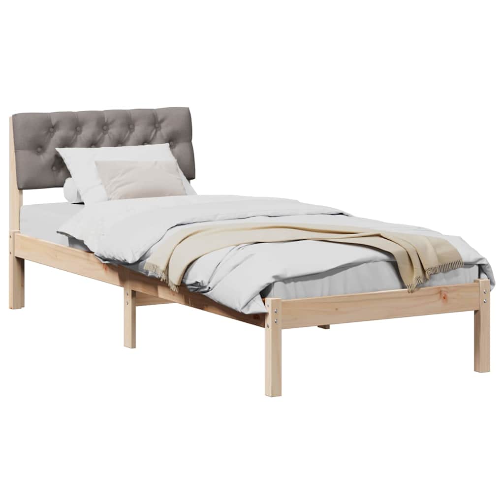 Bettgestell Braun und Taupe 75 x 190 cm Massivholz Kiefer