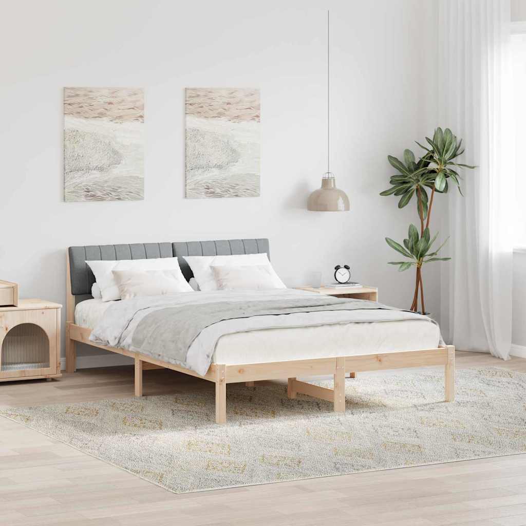 Bettgestell Braun und hellgrau 135 x 190 cm Massivholz Kiefer