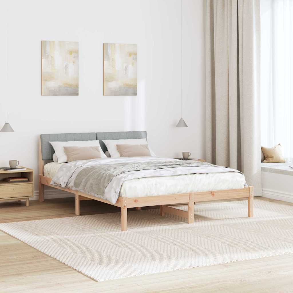 Bettgestell Braun und hellgrau 135 x 190 cm Massivholz Kiefer