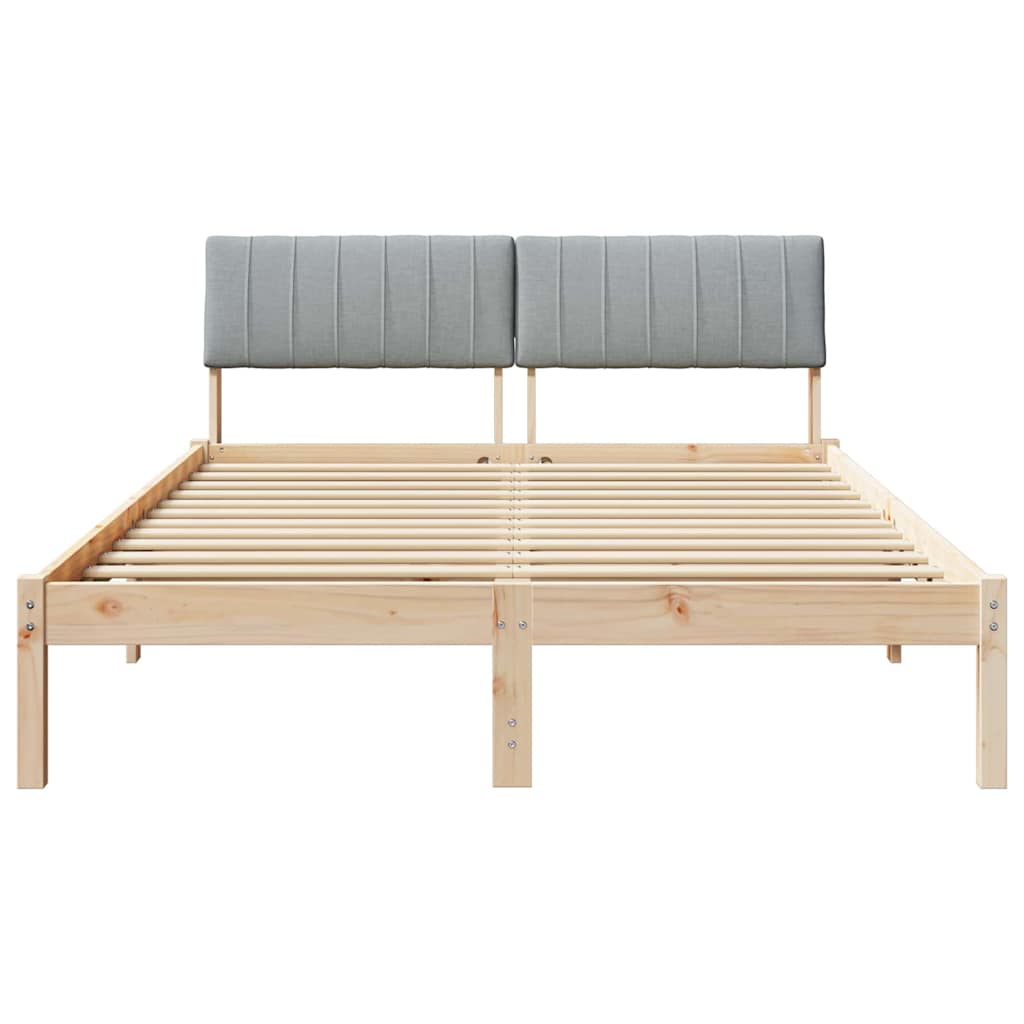 Bettgestell Braun und hellgrau 135 x 190 cm Massivholz Kiefer