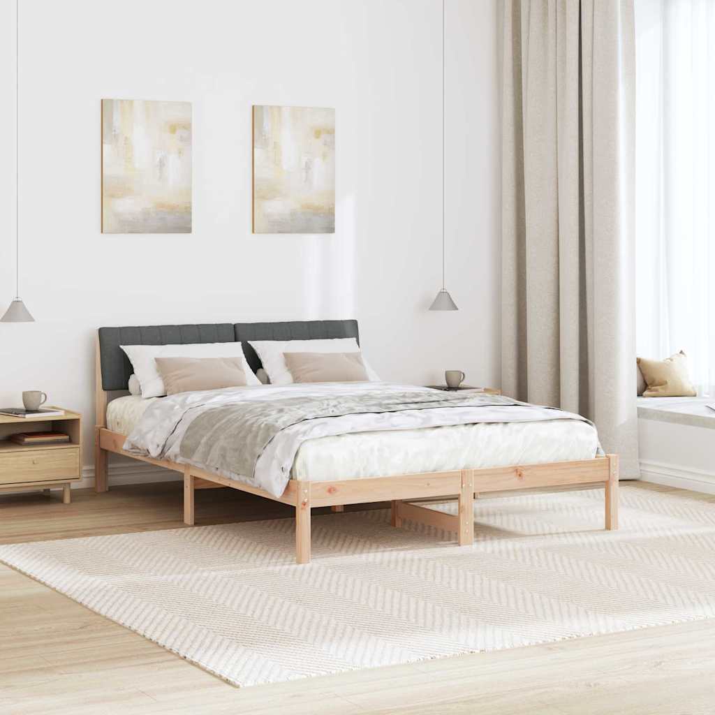 Bettgestell Braun und Dunkelgrau 135 x 190 cm Massivholz Kiefer