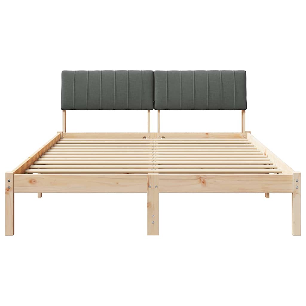 Bettgestell Braun und Dunkelgrau 135 x 190 cm Massivholz Kiefer