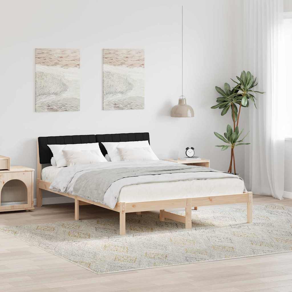 Bettgestell Braun und Schwarz 135 x 190 cm Massivholz Kiefer