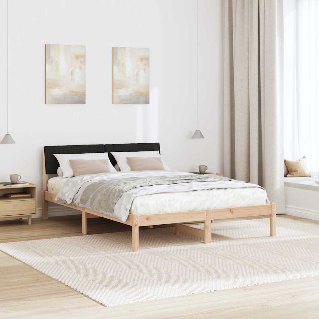 Bettgestell Braun und Schwarz 135 x 190 cm Massivholz Kiefer