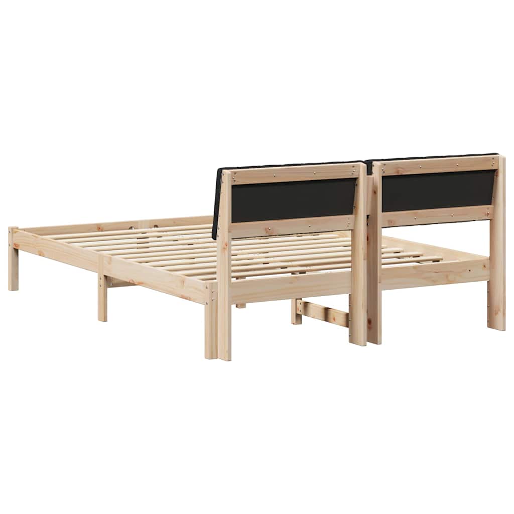 Bettgestell Braun und Schwarz 135 x 190 cm Massivholz Kiefer