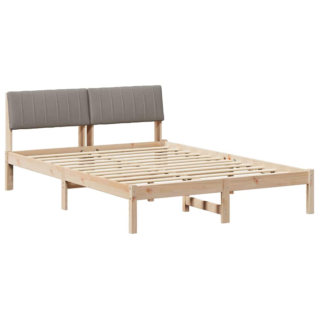 Bettgestell Braun und Taupe 135 x 190 cm Massivholz Kiefer