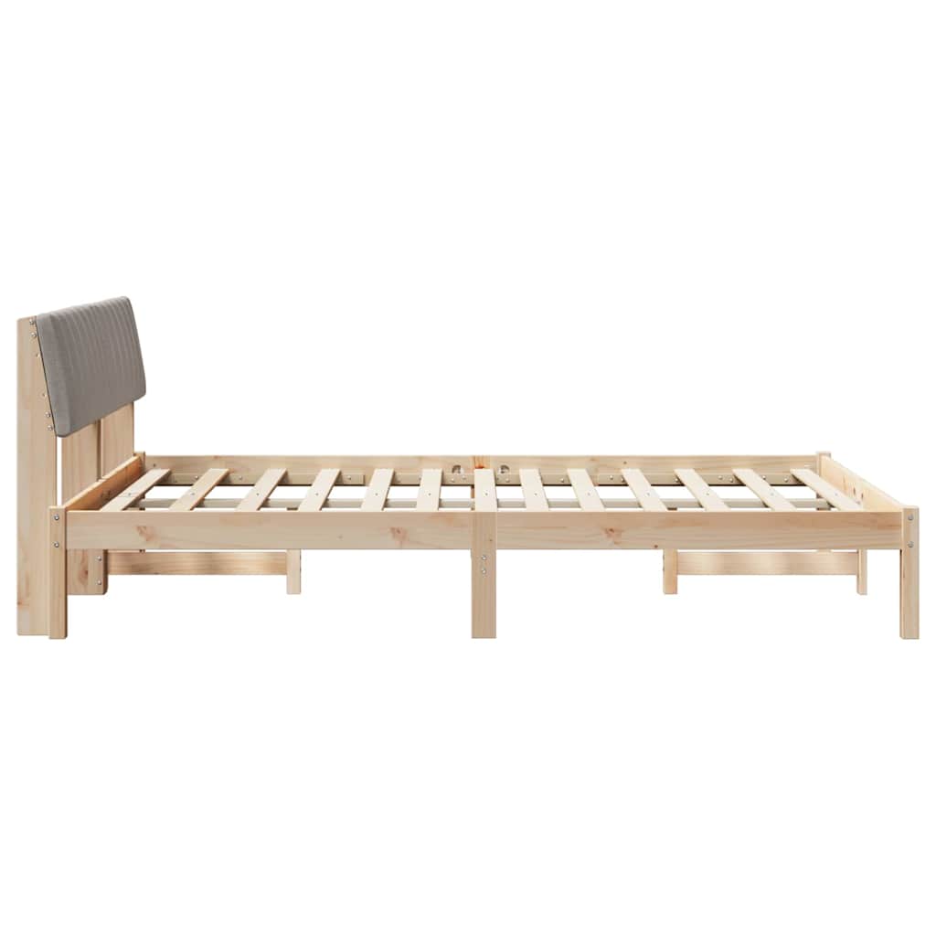 Bettgestell Braun und Taupe 135 x 190 cm Massivholz Kiefer