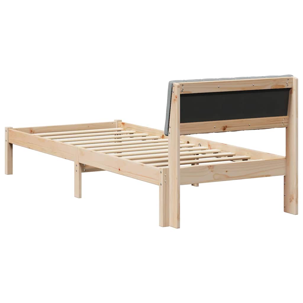 Bettgestell Braun und hellgrau 75 x 190 cm Massivholz Kiefer