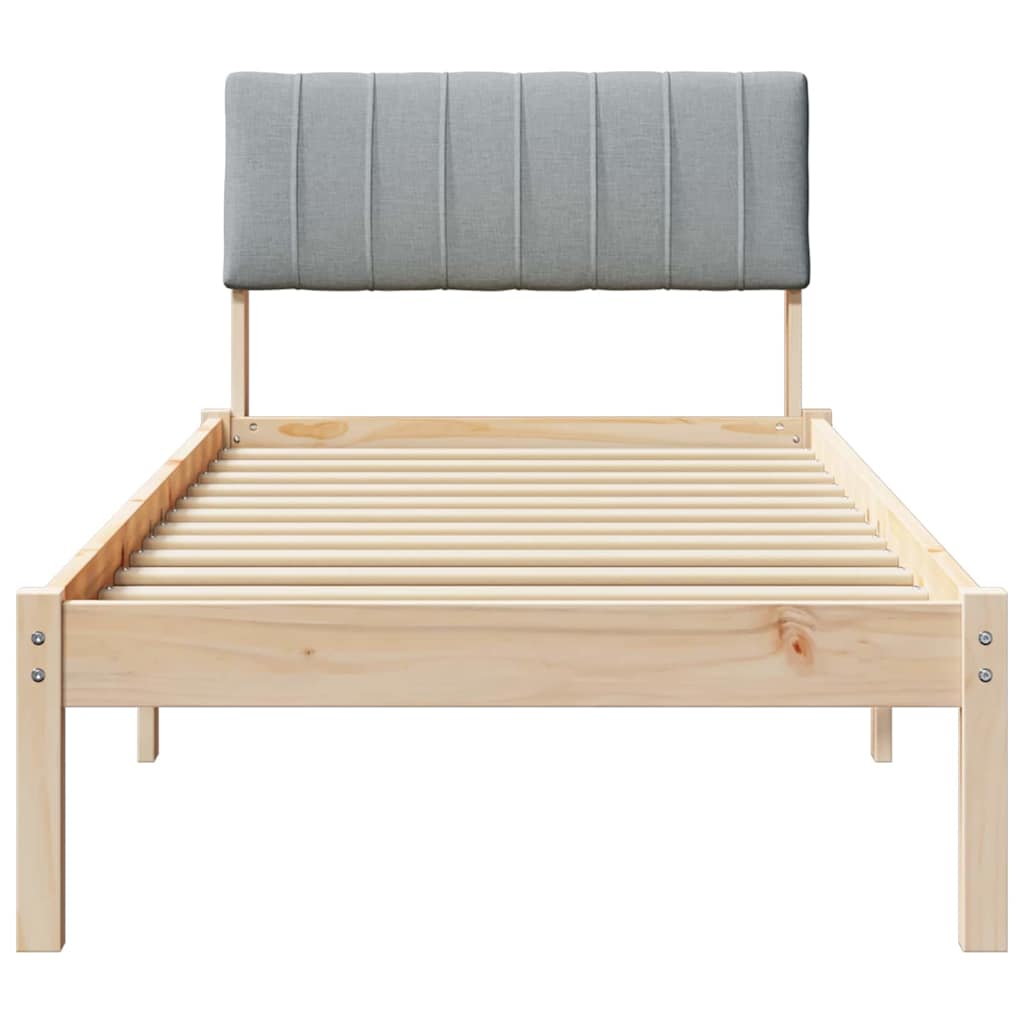 Bettgestell Braun und hellgrau 75 x 190 cm Massivholz Kiefer