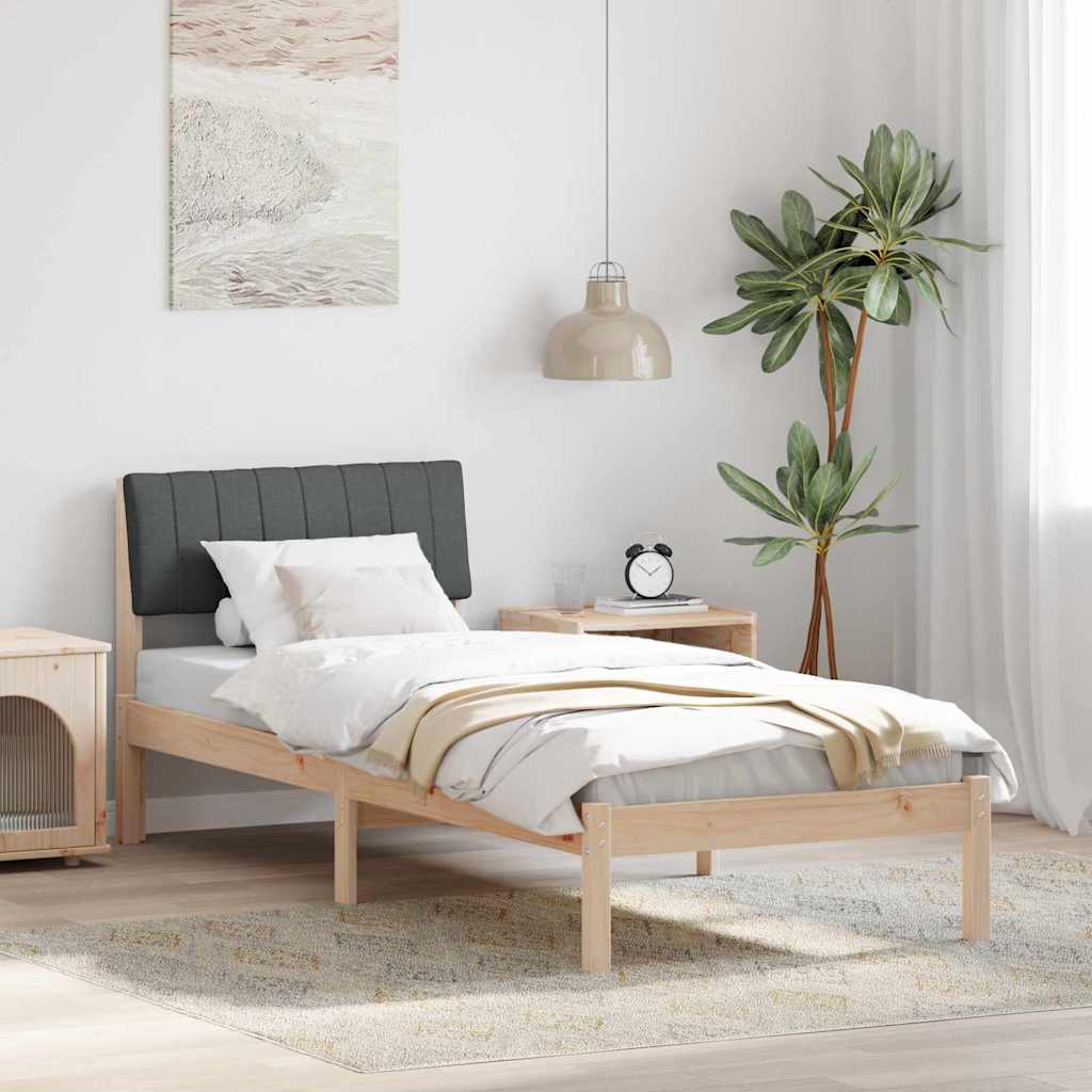 Bettgestell Braun und Dunkelgrau 75 x 190 cm Massivholz Kiefer