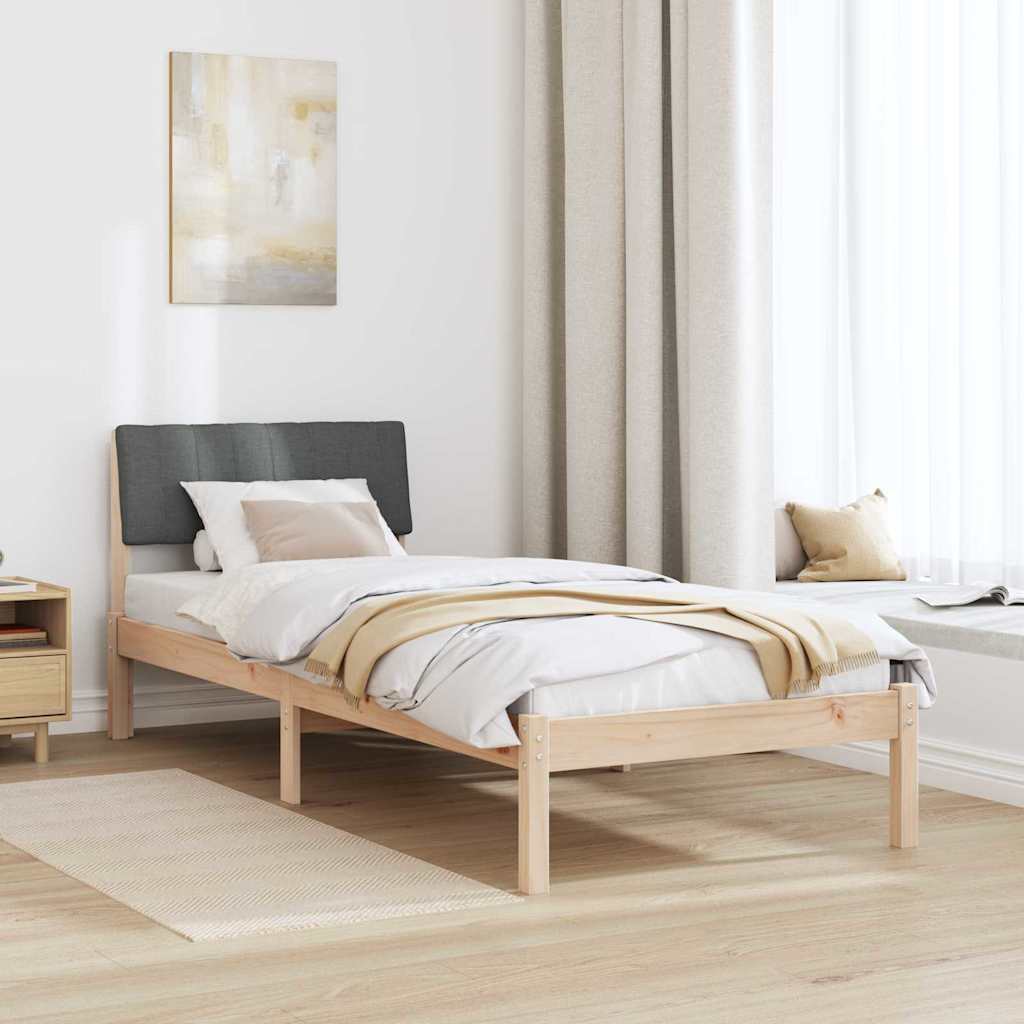 Bettgestell Braun und Dunkelgrau 75 x 190 cm Massivholz Kiefer