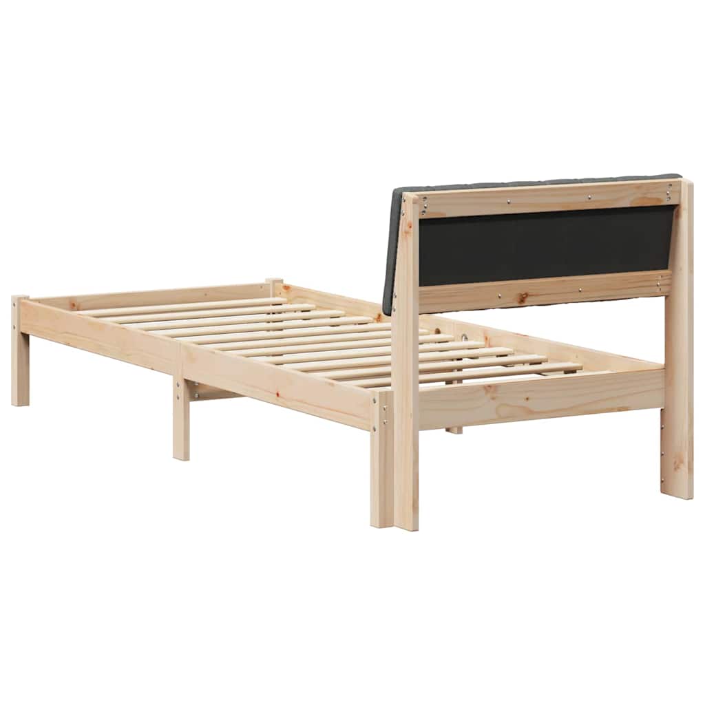 Bettgestell Braun und Dunkelgrau 75 x 190 cm Massivholz Kiefer