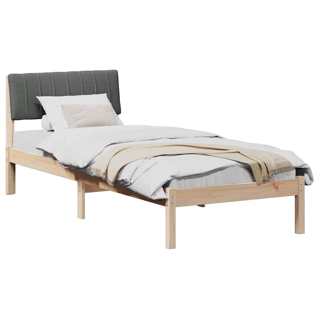 Bettgestell Braun und Dunkelgrau 75 x 190 cm Massivholz Kiefer
