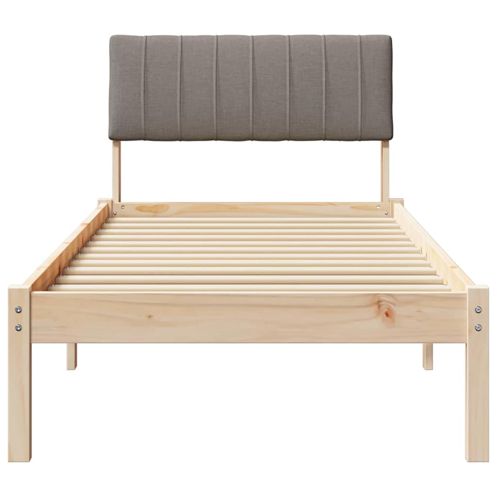 Bettgestell Braun und Taupe 75 x 190 cm Massivholz Kiefer