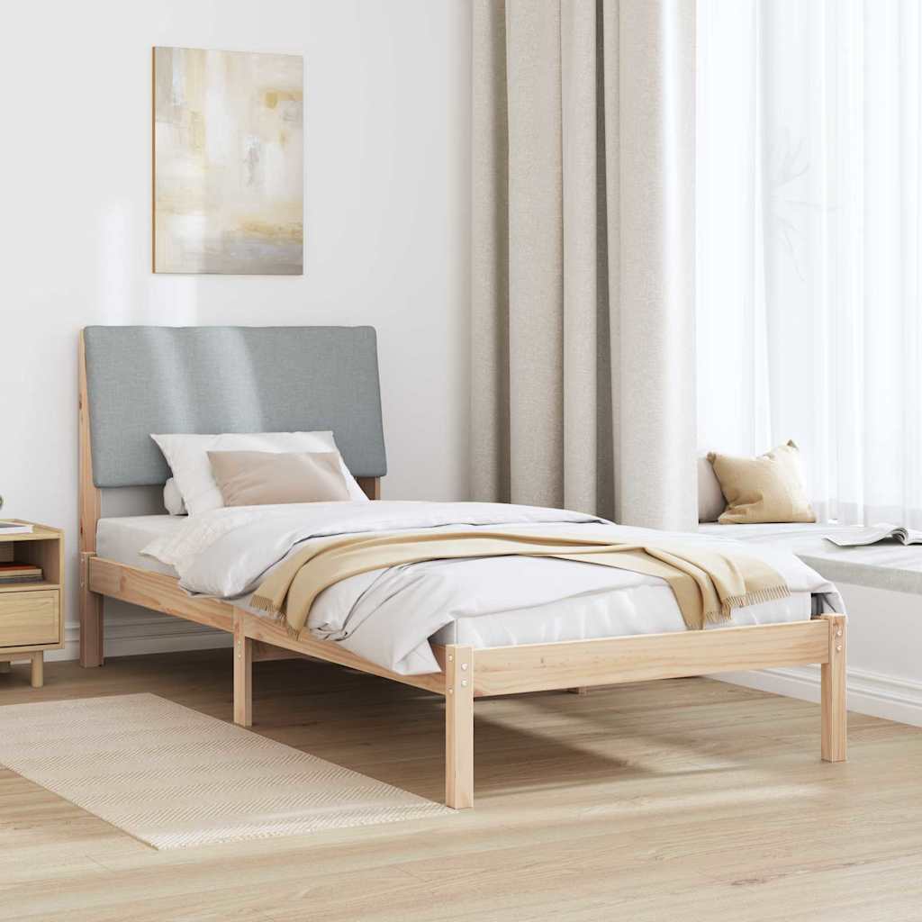 Bettgestell Braun und hellgrau 100 x 200 cm Massivholz Kiefer