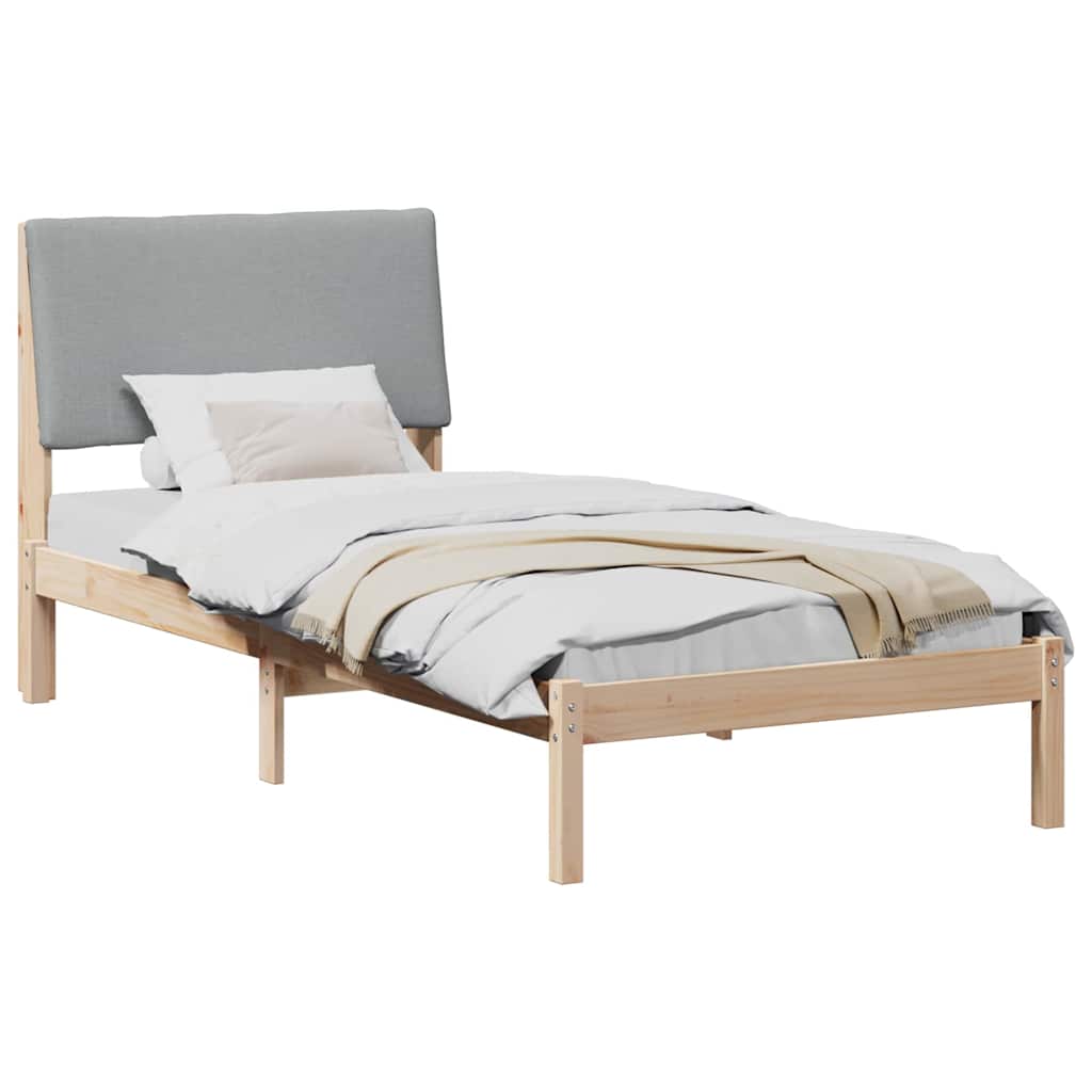 Bettgestell Braun und hellgrau 100 x 200 cm Massivholz Kiefer