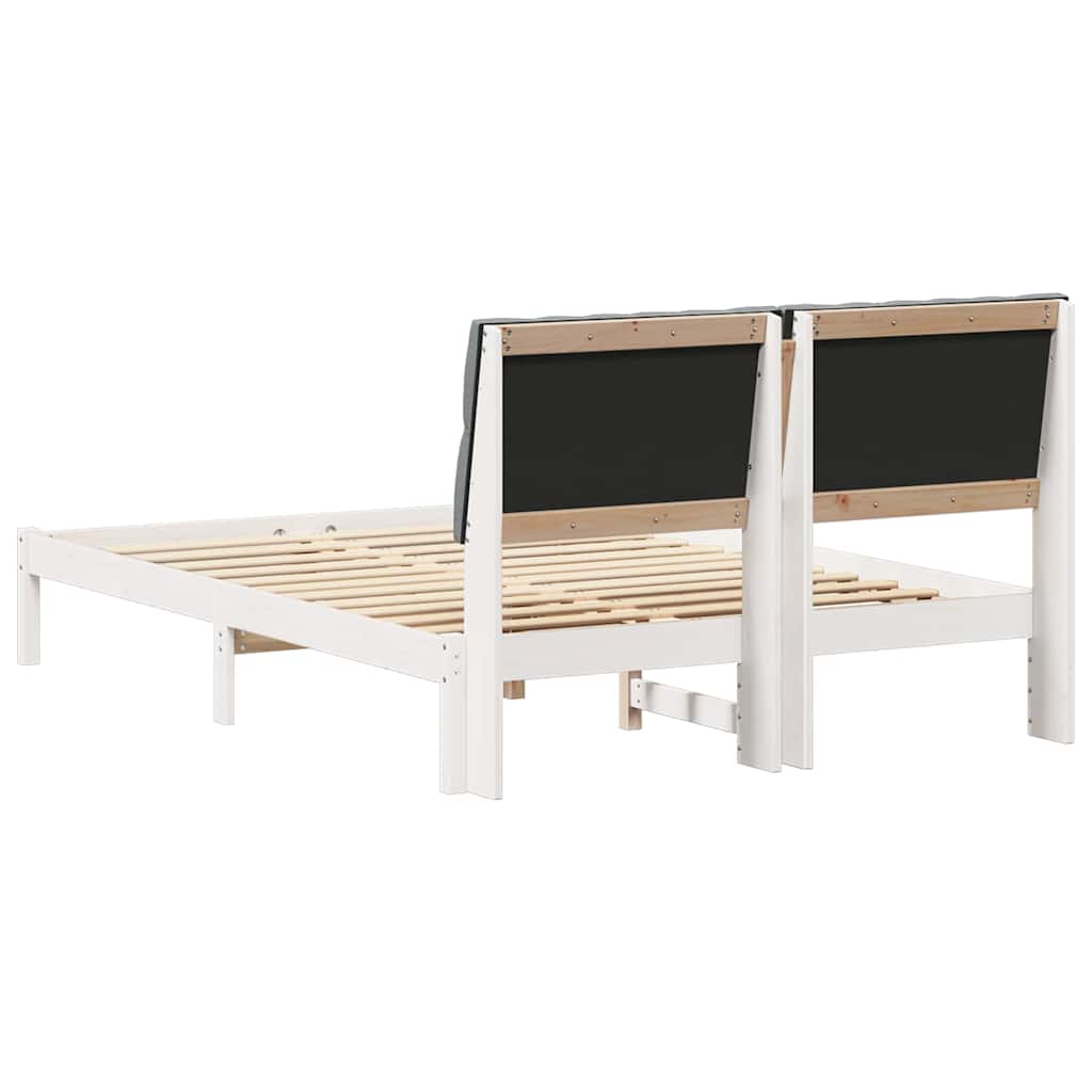 Bettgestell mit gepolstertem Kopfteil Weiß 135 x 190 cm