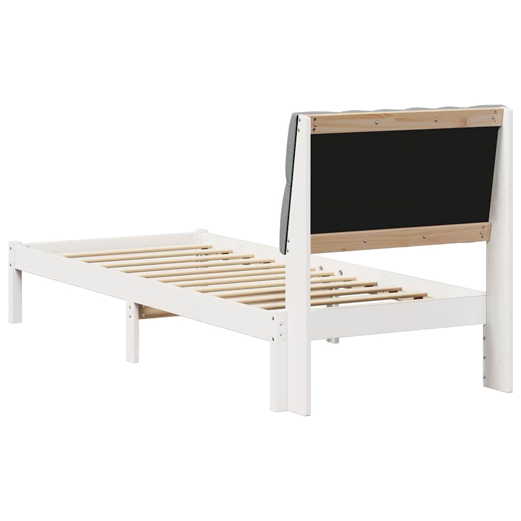 Bettgestell mit gepolstertem Kopfteil Weiß 75 x 190 cm
