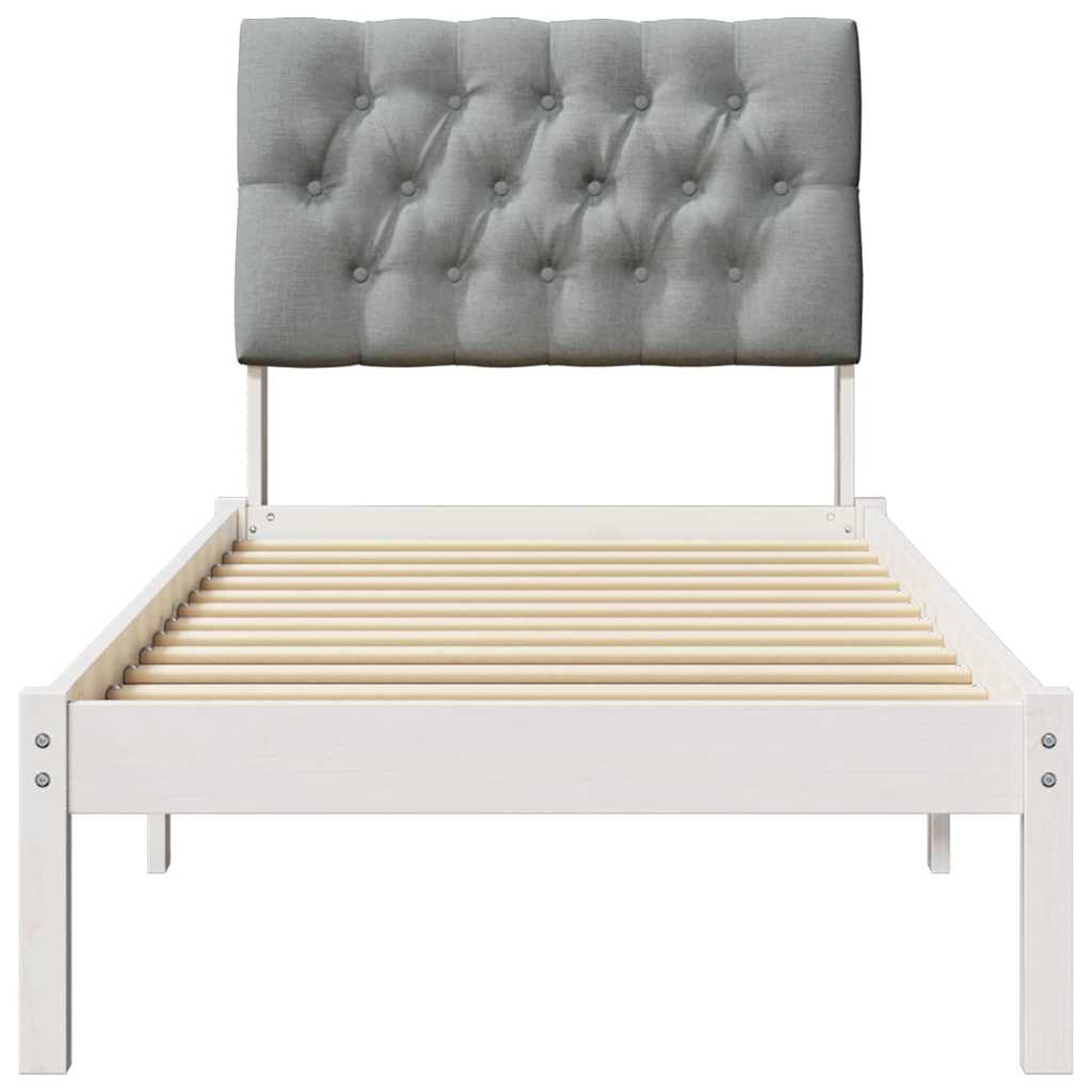 Bettgestell mit gepolstertem Kopfteil Weiß 75 x 190 cm