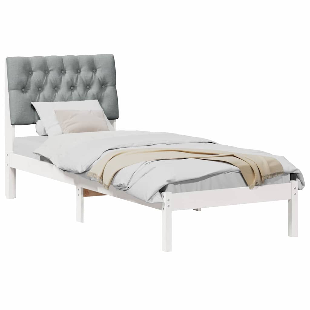 Bettgestell mit gepolstertem Kopfteil Weiß 75 x 190 cm