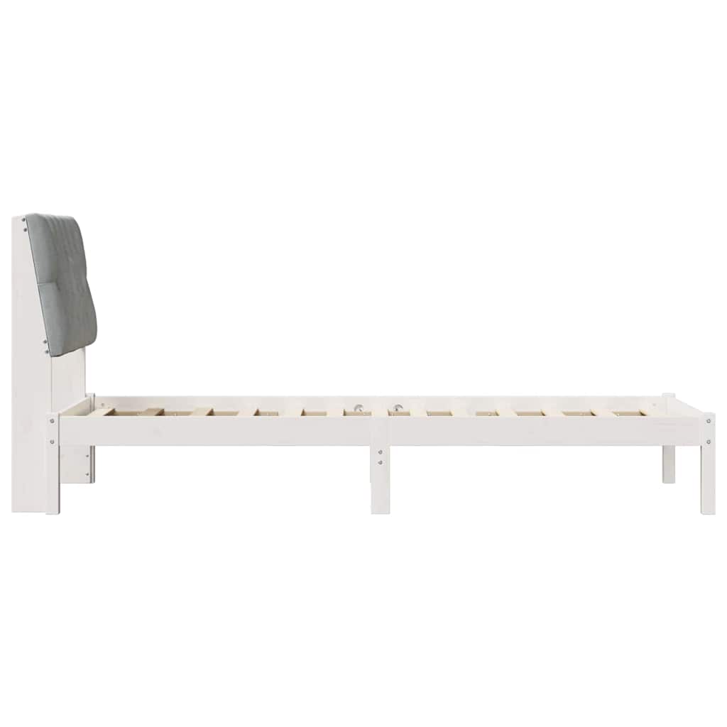 Bettgestell mit gepolstertem Kopfteil Weiß 75 x 190 cm