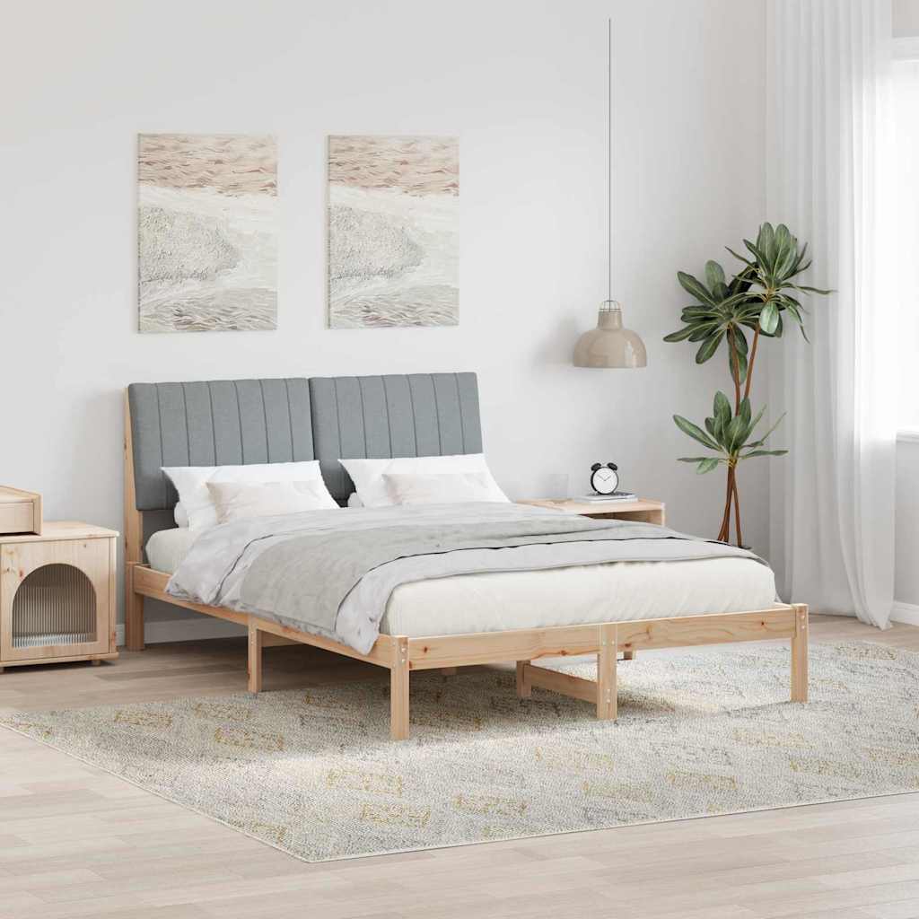 Bettrahmen mit Kopfteil Braun 135 x 190 cm Massives Kiefernholz