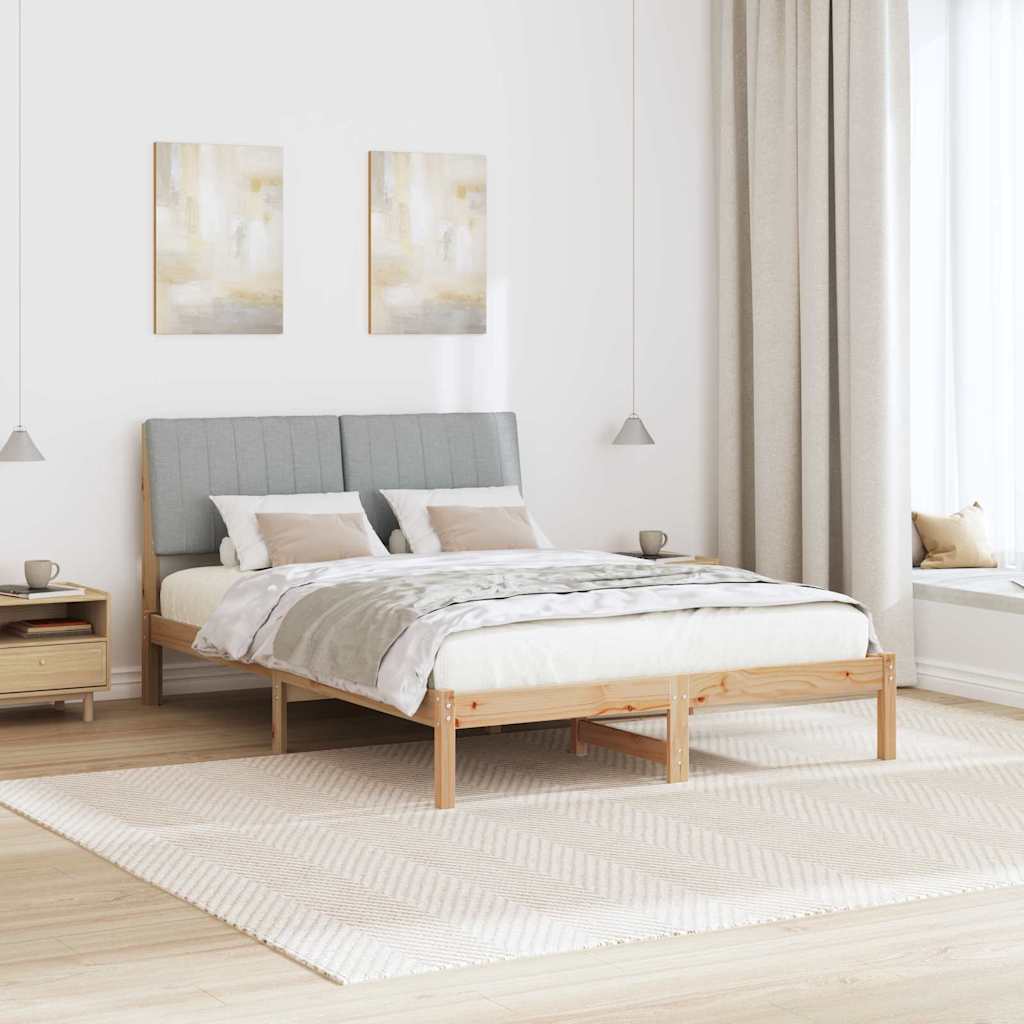 Bettrahmen mit Kopfteil Braun 135 x 190 cm Massives Kiefernholz