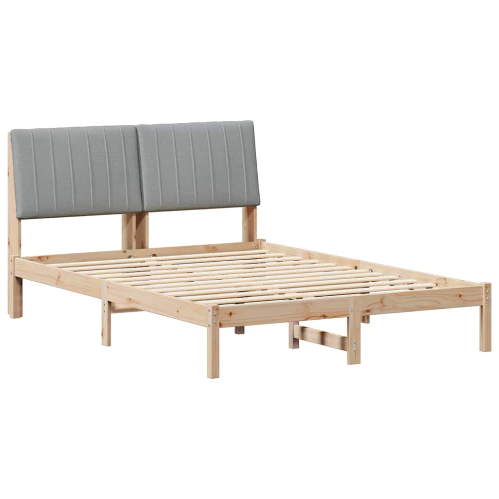Bettrahmen mit Kopfteil Braun 135 x 190 cm Massives Kiefernholz
