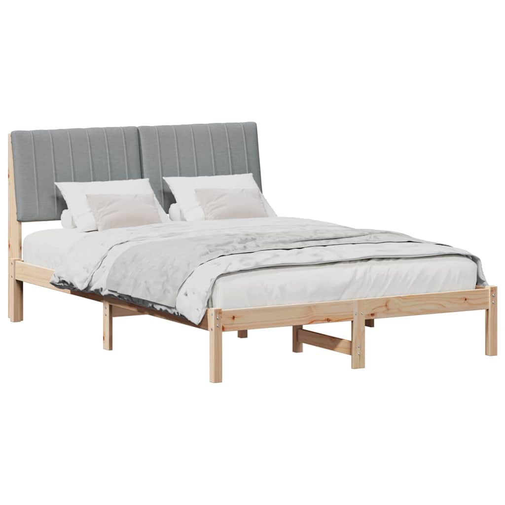 Bettrahmen mit Kopfteil Braun 135 x 190 cm Massives Kiefernholz