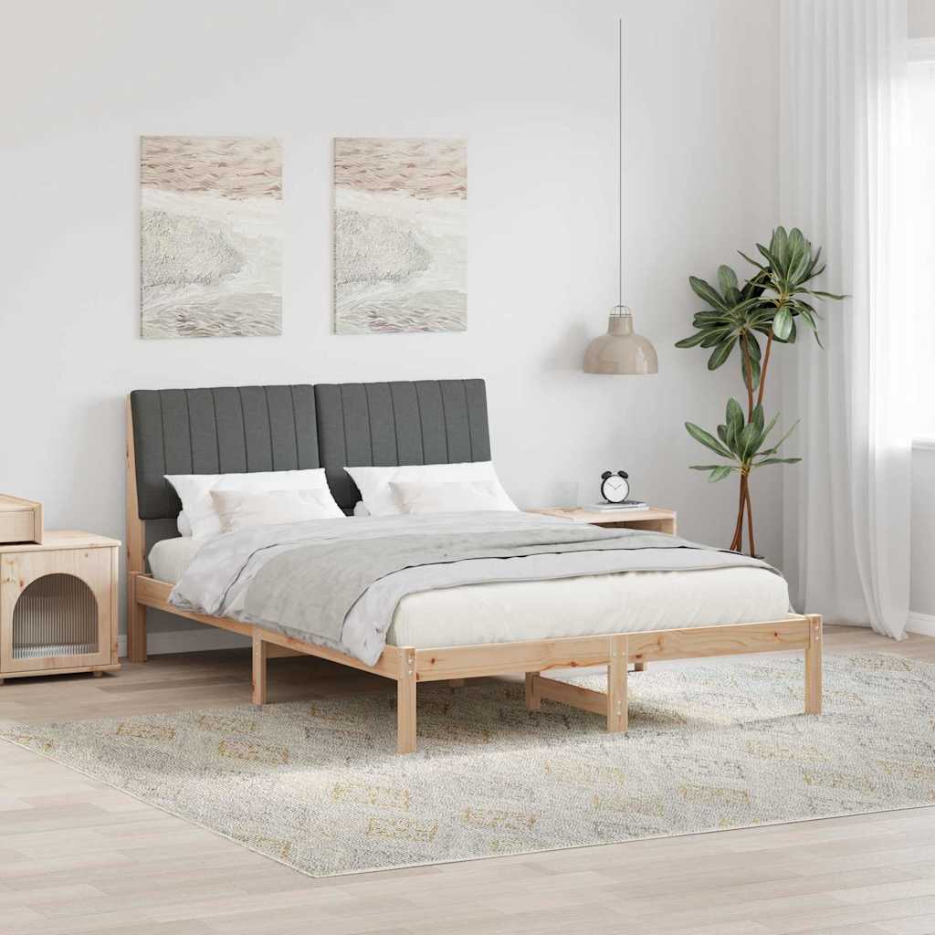 Bettrahmen mit Kopfteil Braun 135 x 190 cm Massives Kiefernholz