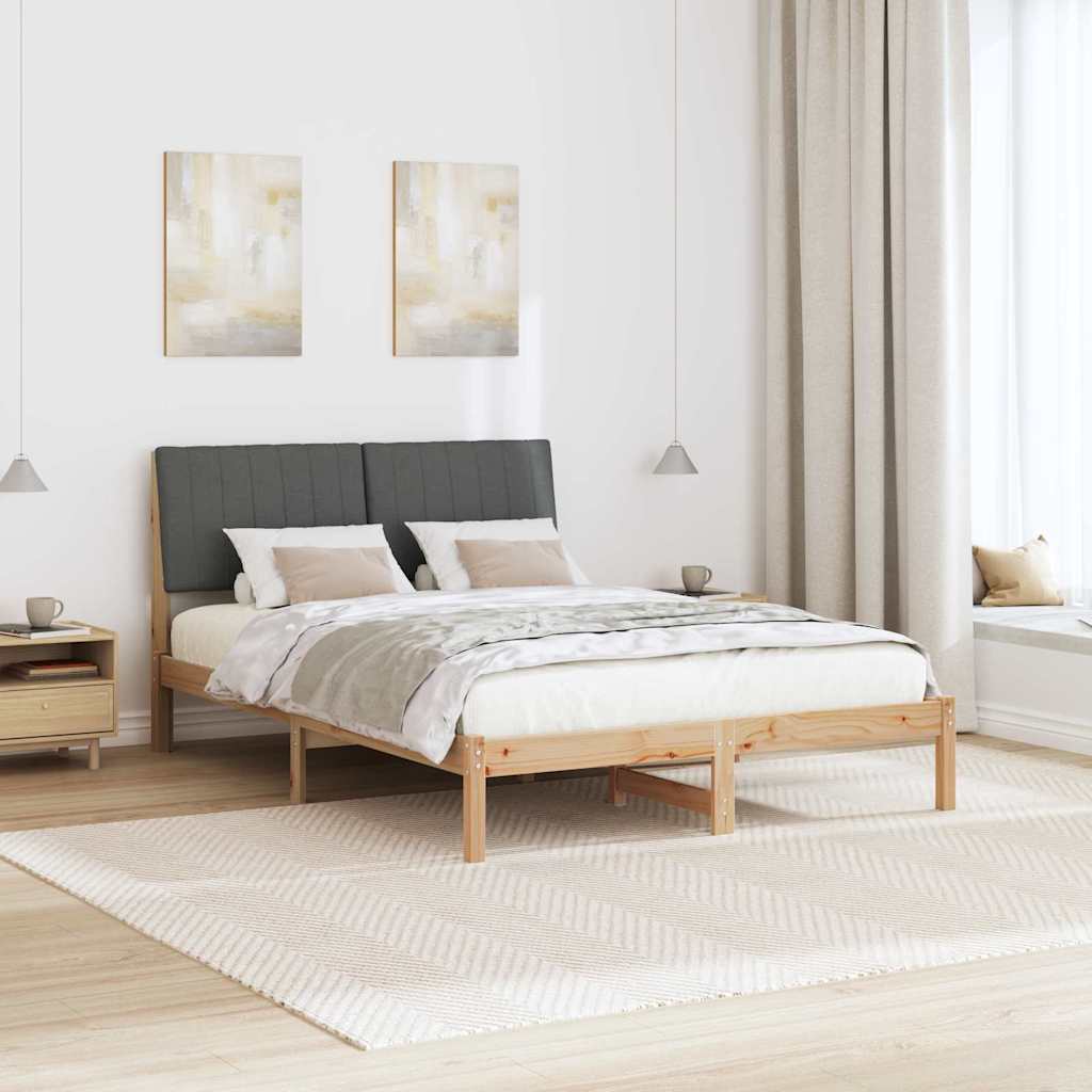 Bettrahmen mit Kopfteil Braun 135 x 190 cm Massives Kiefernholz