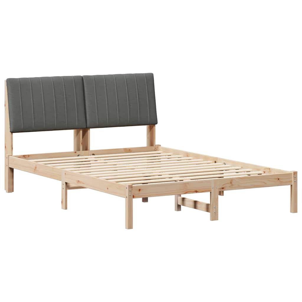 Bettrahmen mit Kopfteil Braun 135 x 190 cm Massives Kiefernholz