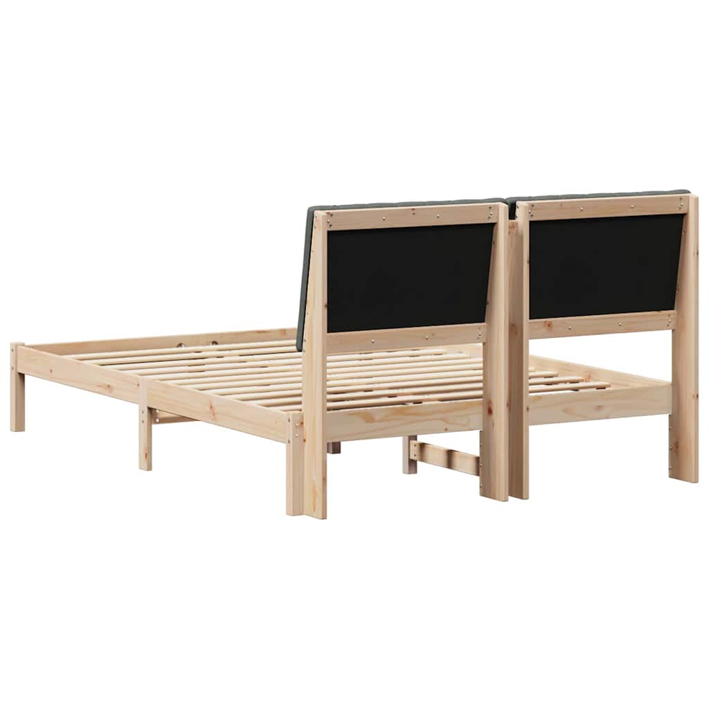 Bettrahmen mit Kopfteil Braun 135 x 190 cm Massives Kiefernholz