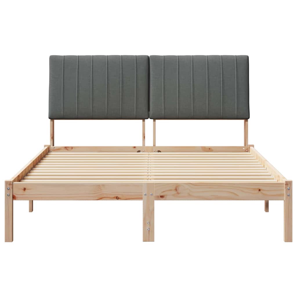Bettrahmen mit Kopfteil Braun 135 x 190 cm Massives Kiefernholz