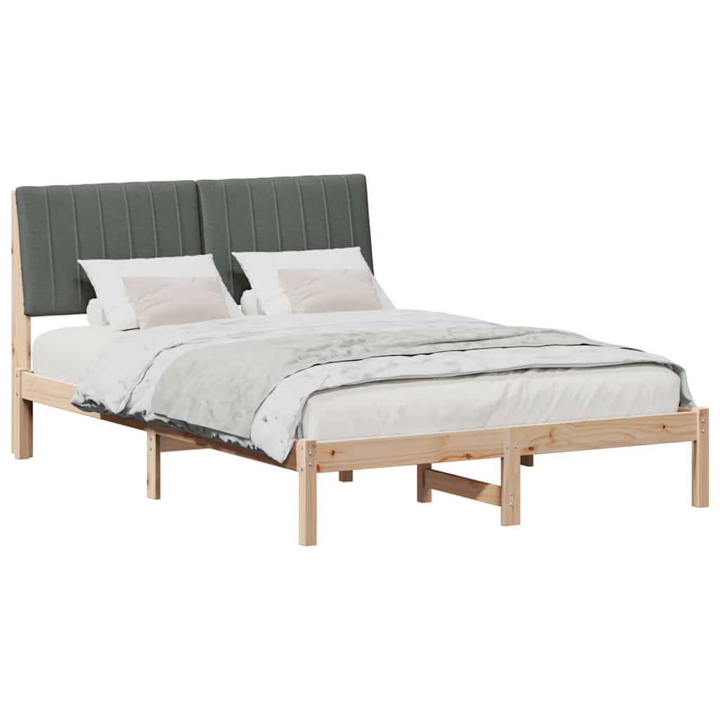 Bettrahmen mit Kopfteil Braun 135 x 190 cm Massives Kiefernholz