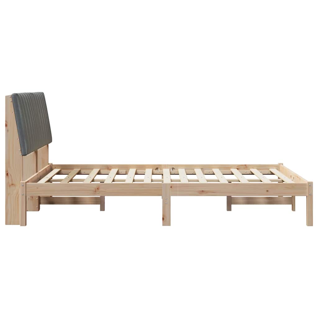 Bettrahmen mit Kopfteil Braun 135 x 190 cm Massives Kiefernholz